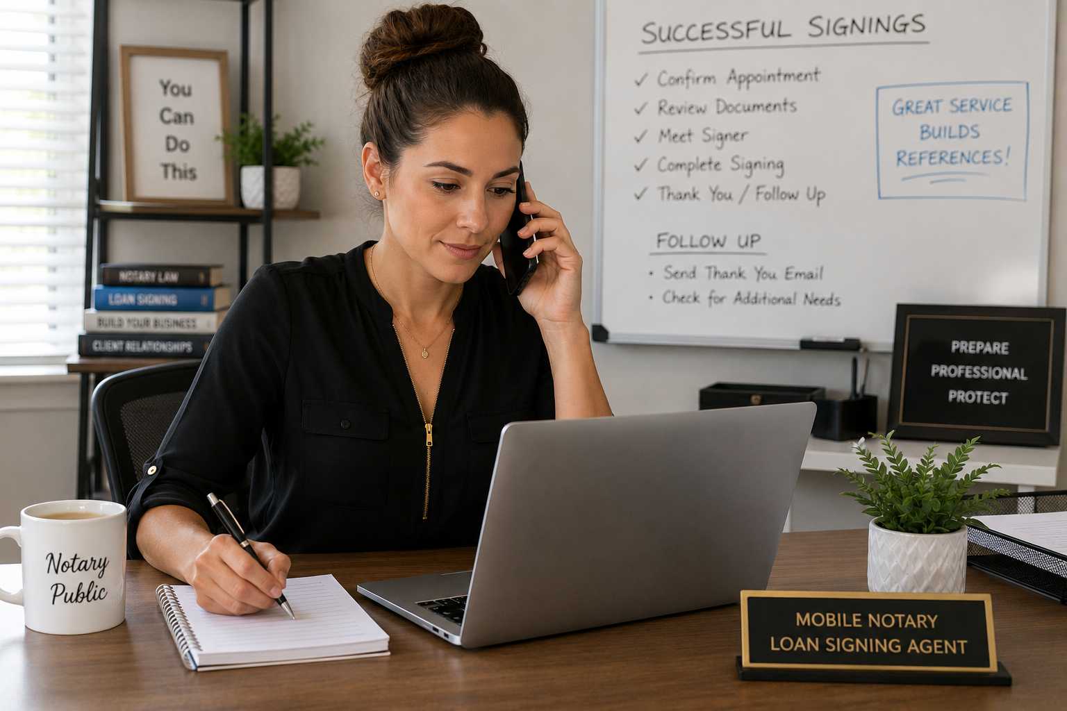 Mobile notary meeting with a title company representative to build a professional business relationship.